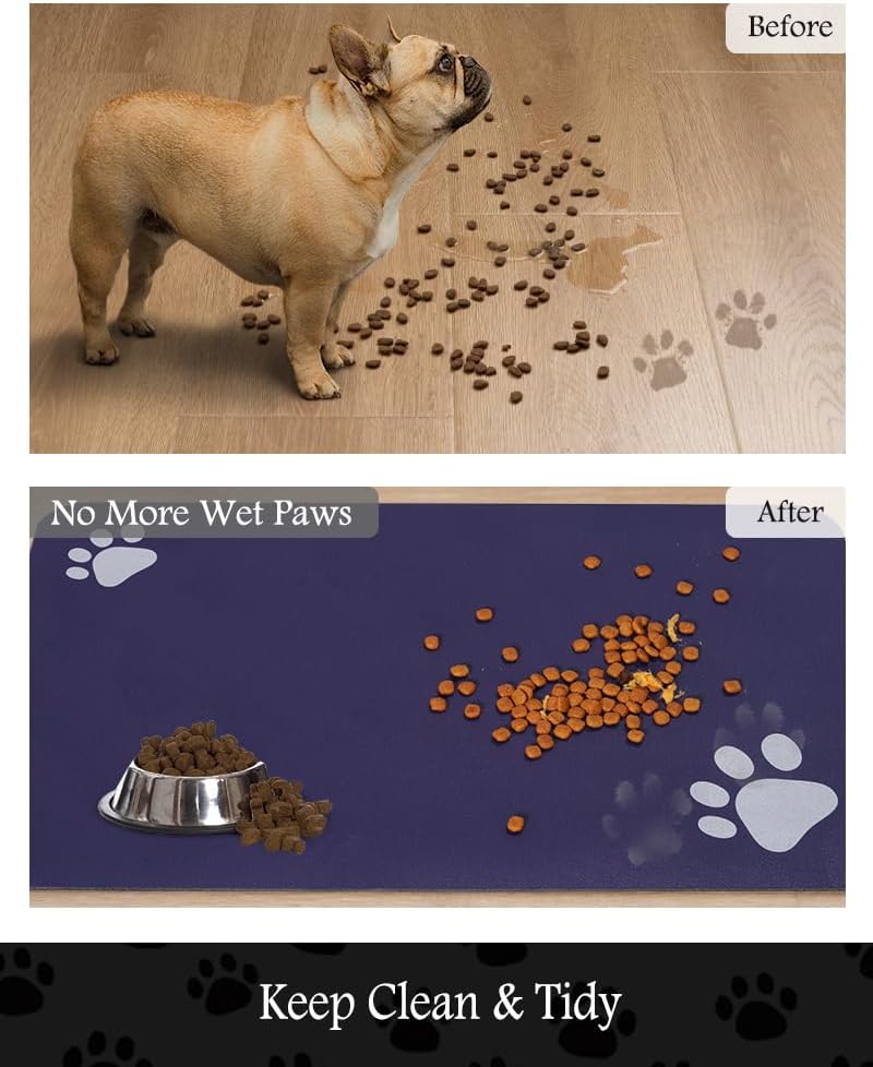 Tapete de alimentación para mascotas, tapete absorbente para alimentos y agua, sin manchas, de secado rápido, dispensador de agua para perros,