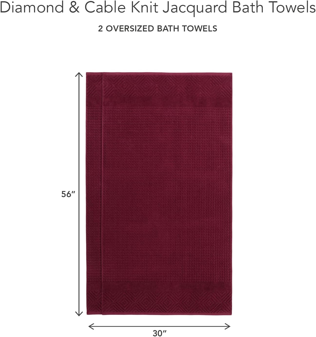 Texere – Juego de toallas de baño de lujo 100% algodón orgánico jacquard de 21.66 ozm, ultra suaves y absorbentes, calidad de hotel y spa (diamante,