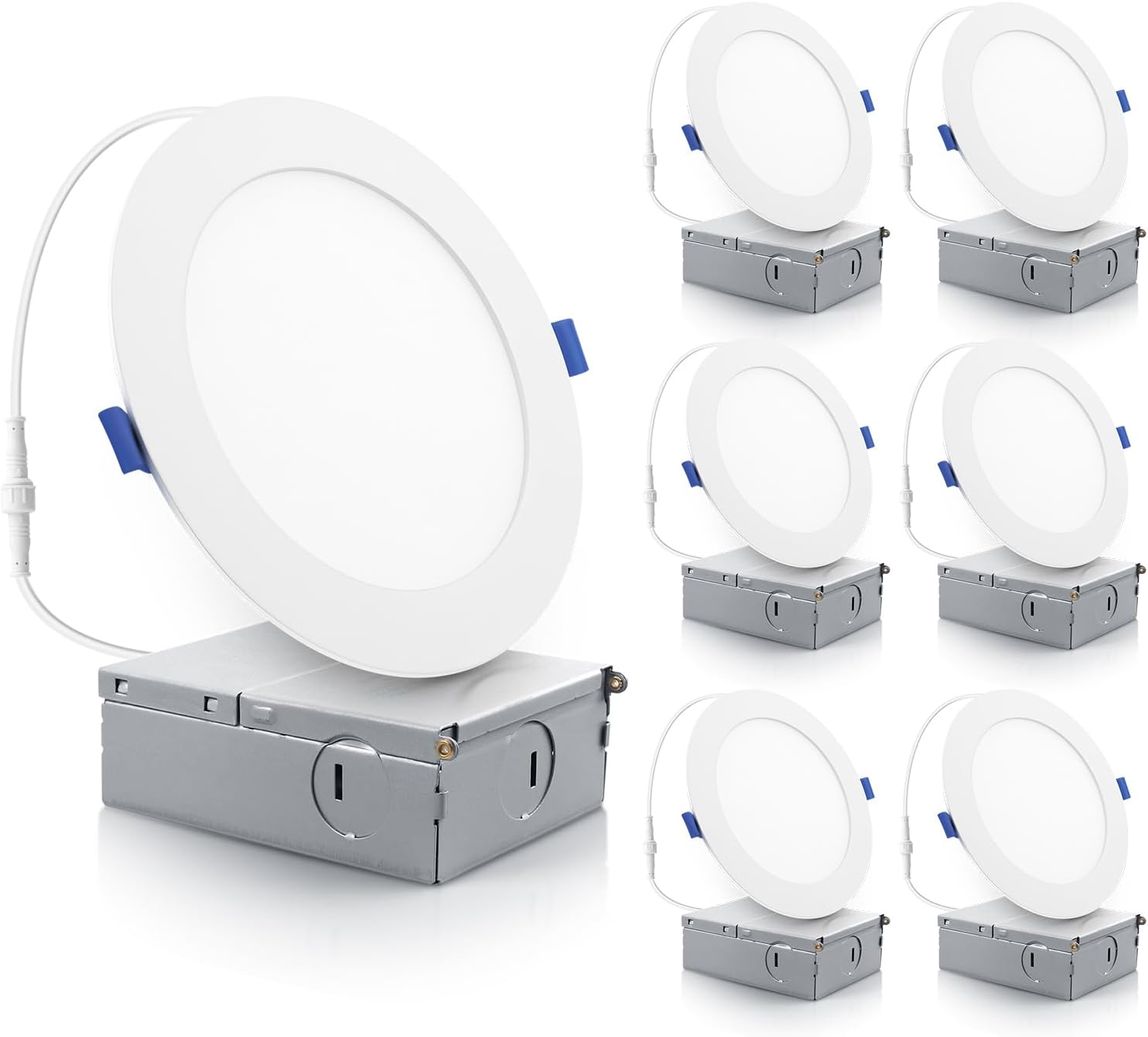 ECOELER ETL y Energy Star – Luces de techo empotrables ultrafinas de 6 pulgadas, sin lata, de 12 W, 1100 lm, 5000 K, regulable, obleas delgadas,