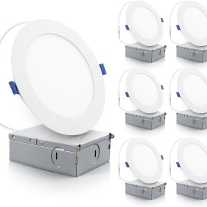 ECOELER ETL y Energy Star – Luces de techo empotrables ultrafinas de 6 pulgadas, sin lata, de 12 W, 1100 lm, 5000 K, regulable, obleas delgadas, ECOELER ETL y Energy Star – Luces de techo empotrables ultrafinas de 6 pulgadas, sin lata, de 12 W, 1100 lm, 5000 K, regulable, obleas delgadas,