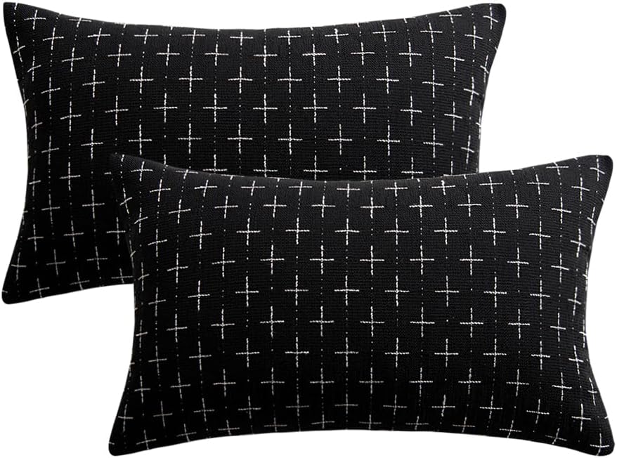 MIULEE – Juego de 2 fundas de almohada decorativas de lino de arpillera, modernas, estilo campestre, rústicas, tejidas, con textura, para sofá,