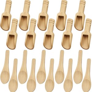 20 mini cucharas de madera, dos estilos y longitudes de mini cucharas se utilizan para condimentos, sal de baño, detergente en polvo, producción 20 mini cucharas de madera, dos estilos y longitudes de mini cucharas se utilizan para condimentos, sal de baño, detergente en polvo, producción