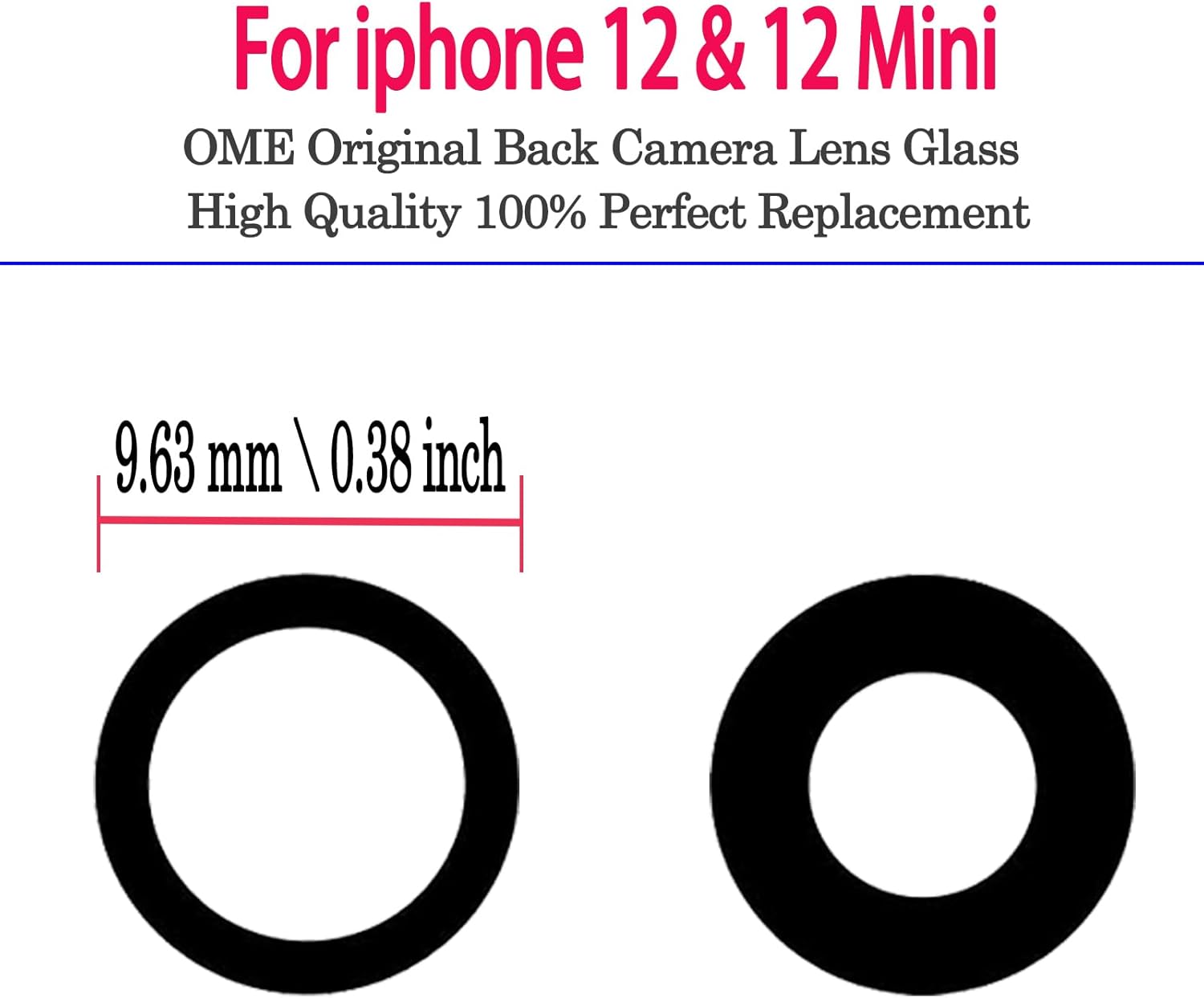 Fixcella – Juego de 2 lentes de repuesto para cámara trasera trasera para iPhone 12 y 12 Mini, lente de cámara de teléfono celular OEM Fixcella con