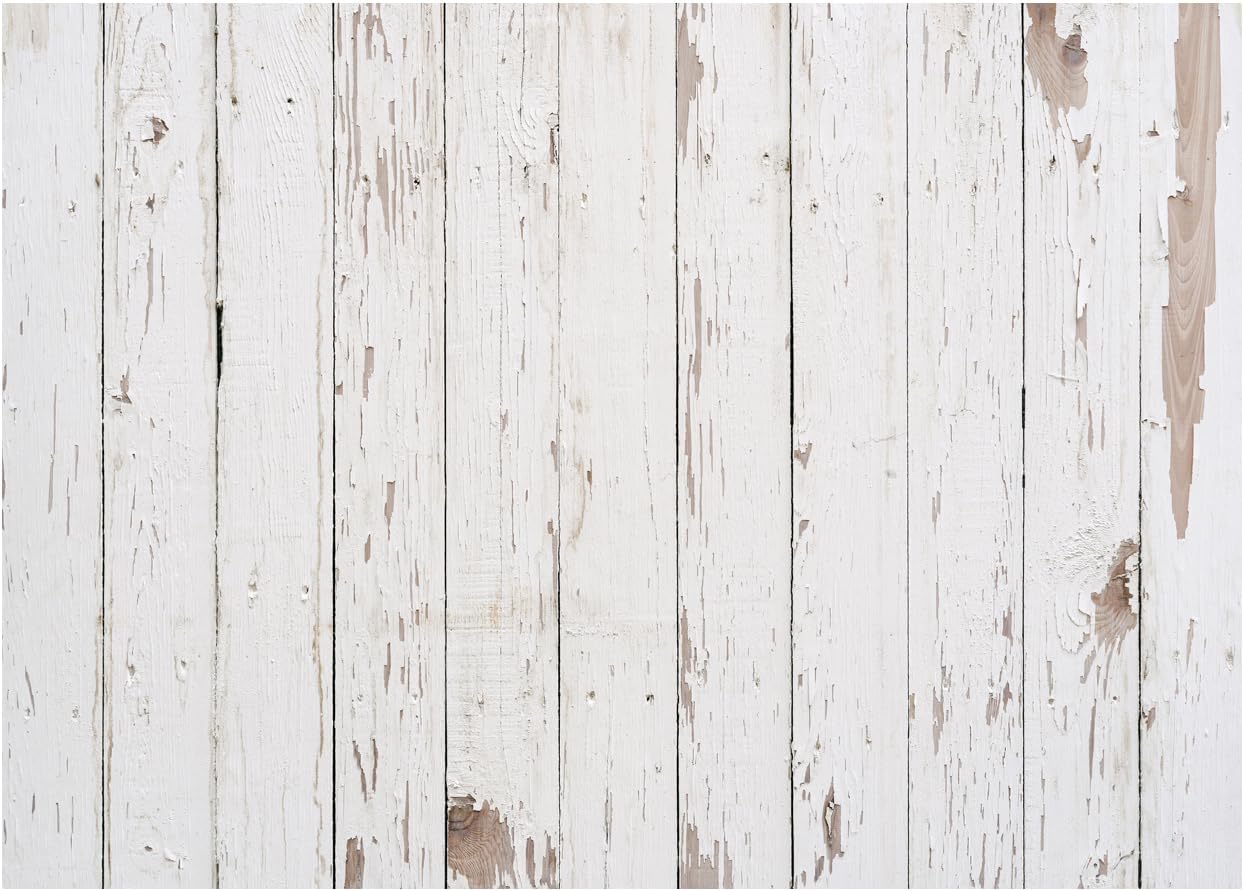 AIIKES Telón de fondo de madera vintage de 8 x 6 pies, fondo de madera blanca para fotografía de recién nacido, decoración de fiesta de cumpleaños,