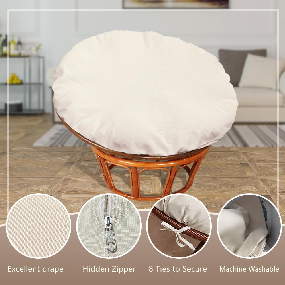 Thankyall Papasan – Funda de cojín para silla Papasan resistente al agua, para puertas exteriores, agradable a la piel, suave, lavable a máquina, no