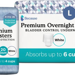 Because Paquete de ropa interior para incontinencia nocturna y almohadilla de refuerzo para hombres y mujeres, incluye ropa interior, color blanco, Because Paquete de ropa interior para incontinencia nocturna y almohadilla de refuerzo para hombres y mujeres, incluye ropa interior, color blanco,