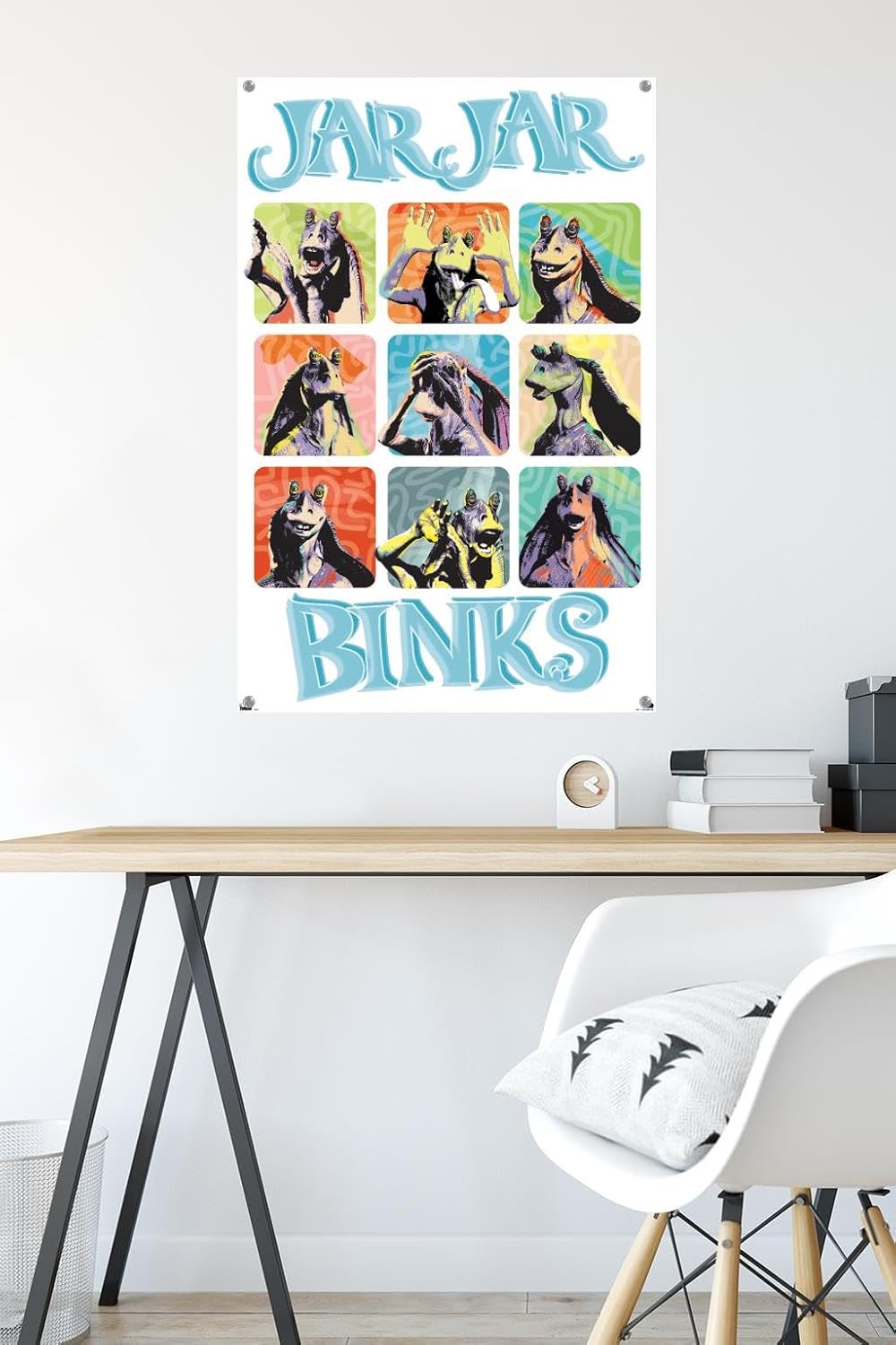 Trends International Star Wars The Phantom Menace – Póster de pared con frasco, diseño de cuadrícula, 22.37 x 34.00 pulgadas, paquete de póster y