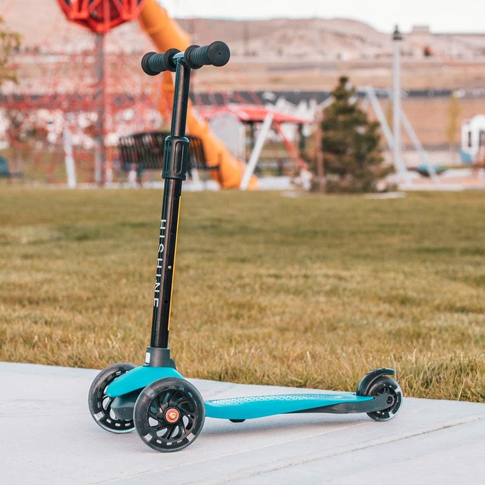 Patinete de 3 ruedas para niños de 3 a 5 años, scooter con ruedas de luz LED, scooter para niños con altura ajustable, inclinación para conducir,