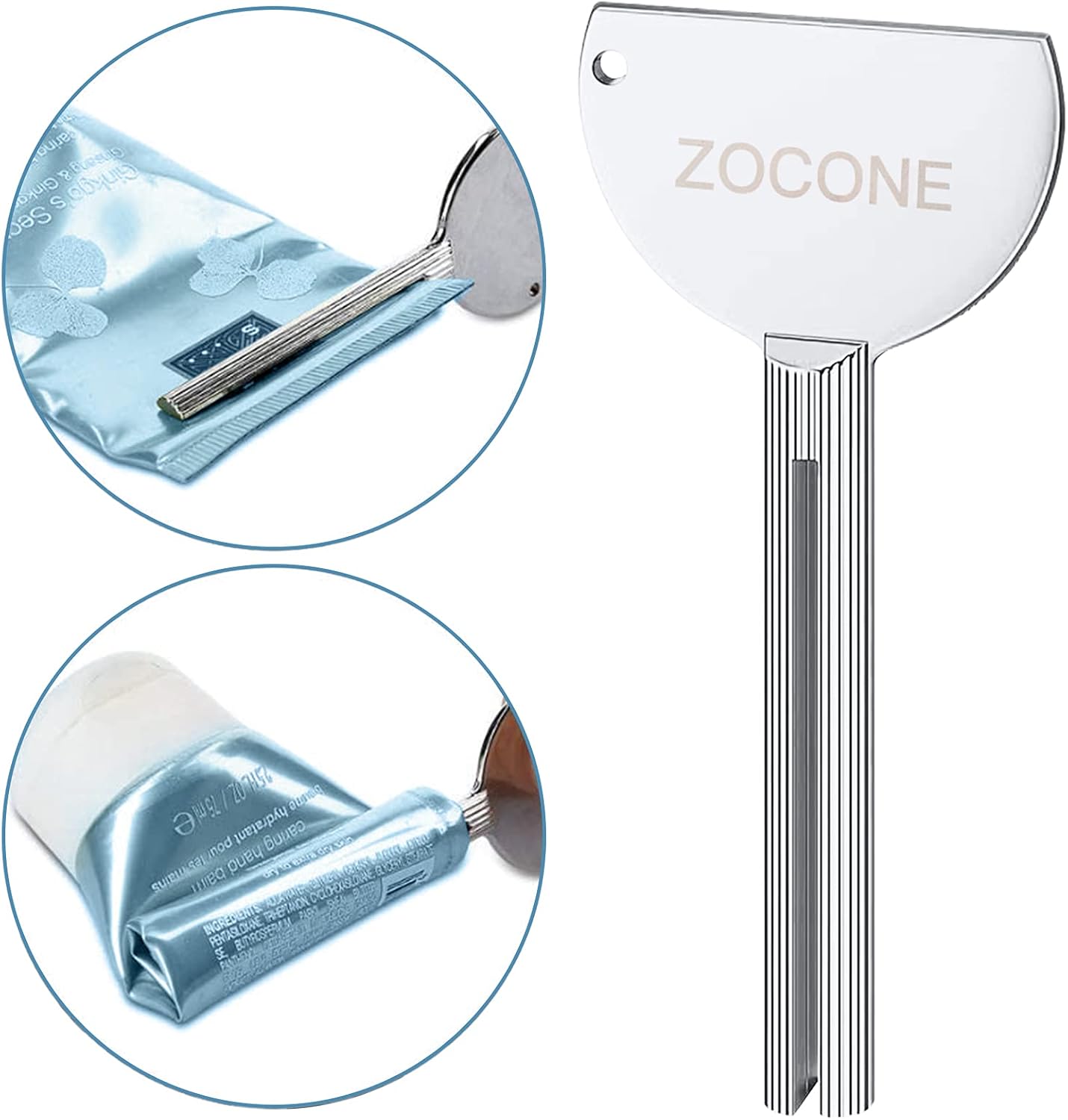 ZOCONE Exprimidor de pasta de dientes, 12 piezas de llave de tubo de metal de acero inoxidable para pasta de dientes, escurridor de tubo para