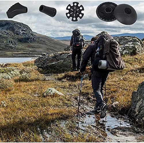 Walking Stick Tips Rubber 4pcs Trekking Pole Tips Replacement- Rubber Feet for Hiking Poles, Walking Sticks, Trekking Poles  Rubber Tip for Walking