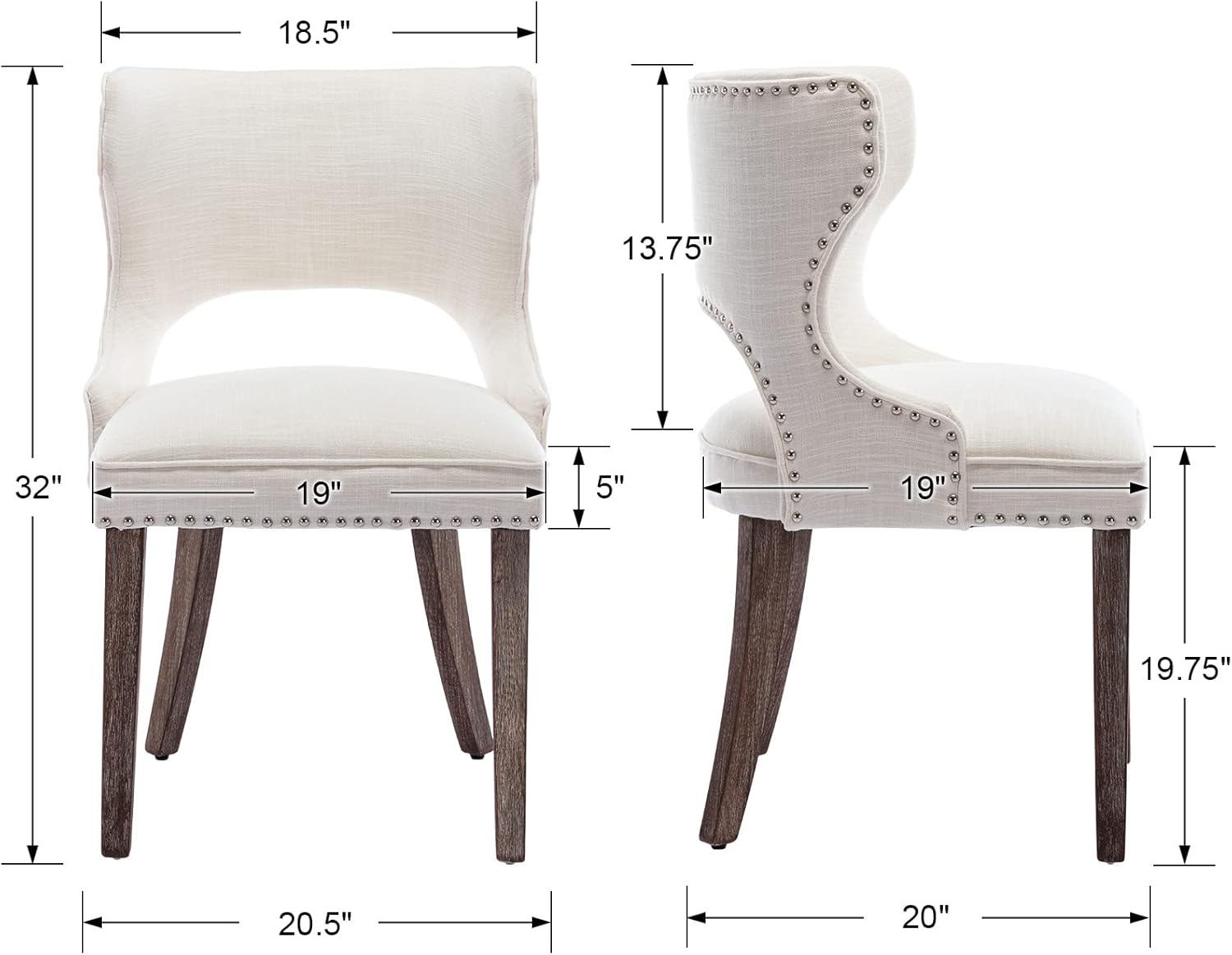 CIMOTA Juego de 2 sillas de comedor modernas de mediados de siglo, sillas de comedor tapizadas, cómodas sillas laterales sin brazos con respaldo