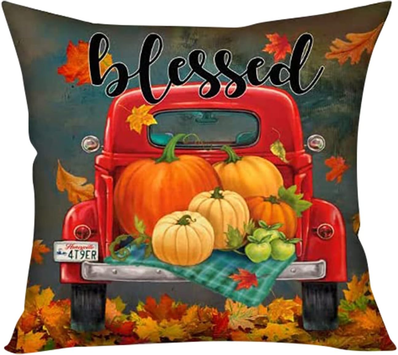 TUNKENCE Funda de almohada para decoración de Halloween, fundas de almohada para decoración de otoño, Acción de Gracias, calabaza, granja, hoja de