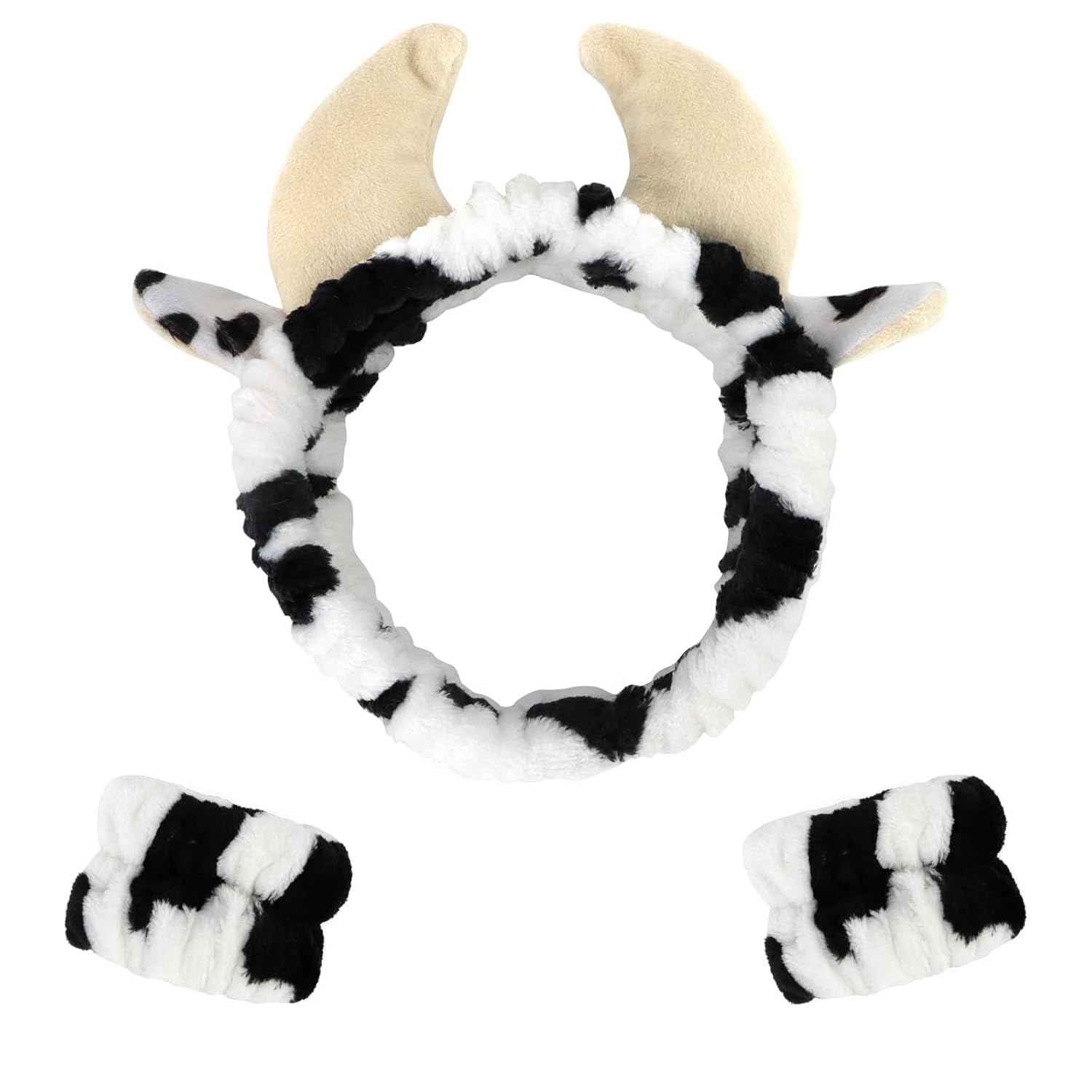 CAVETEE Diadema de maquillaje de 3 piezas para mujer, juego de diadema elástica y muñequera para mujeres y niñas, para el cuidado de la piel,