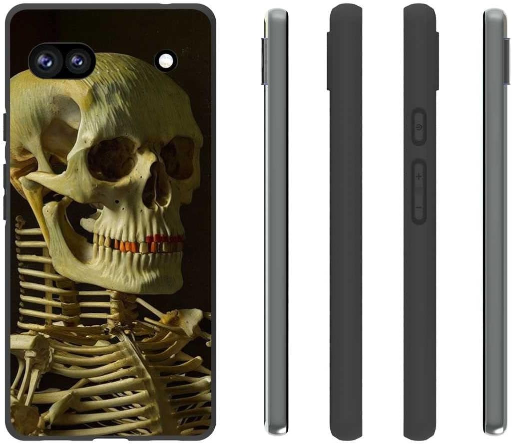 Compatible con Google Pixel 6A – Funda de esqueleto para Google Pixel 6A, After Hours Van Gogh, pintura artística, patrón de calavera y esqueleto