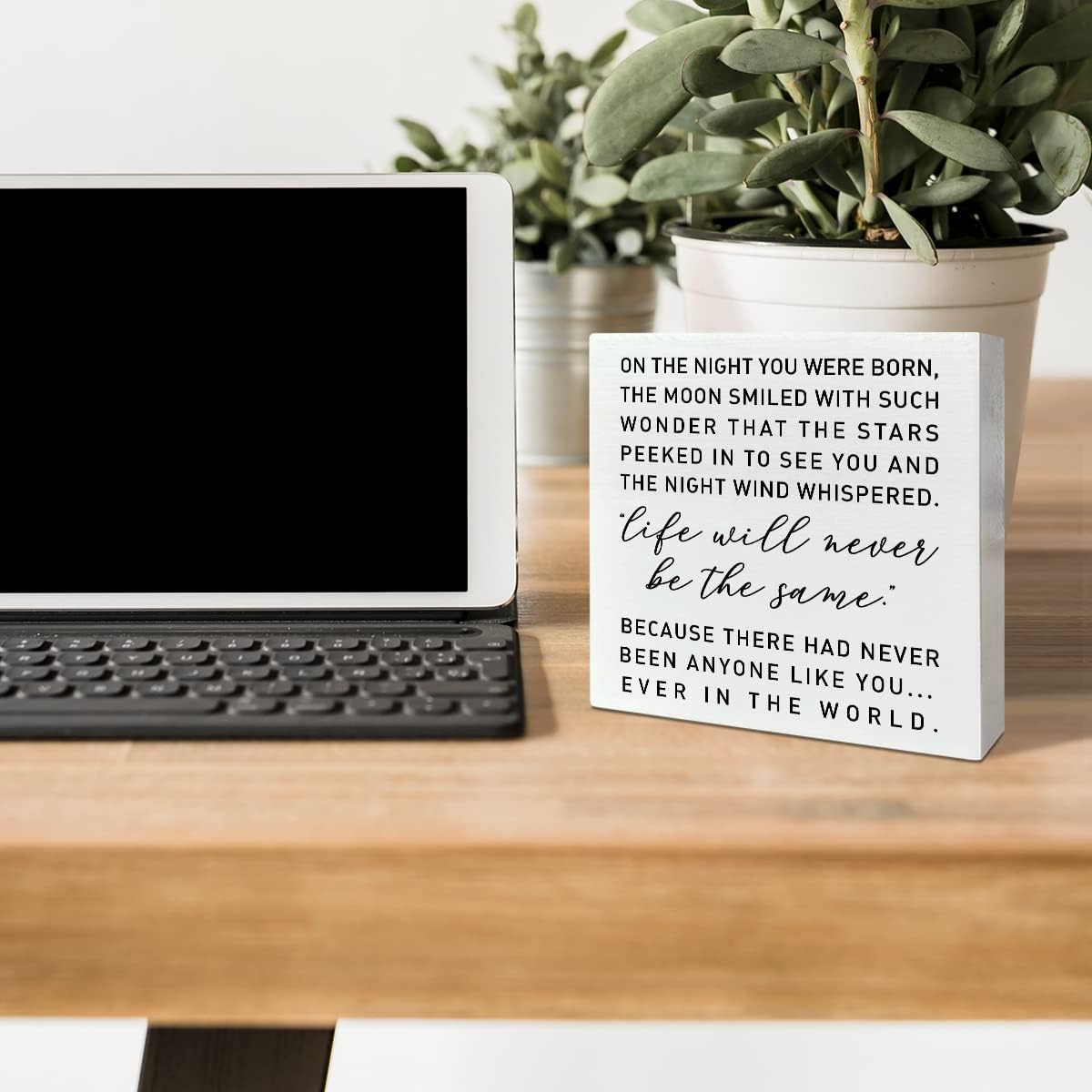 Decoración de madera para escritorio de guardería, en la noche que fuiste nacido, decoración de guardería, decoración neutra para recién nacidos,