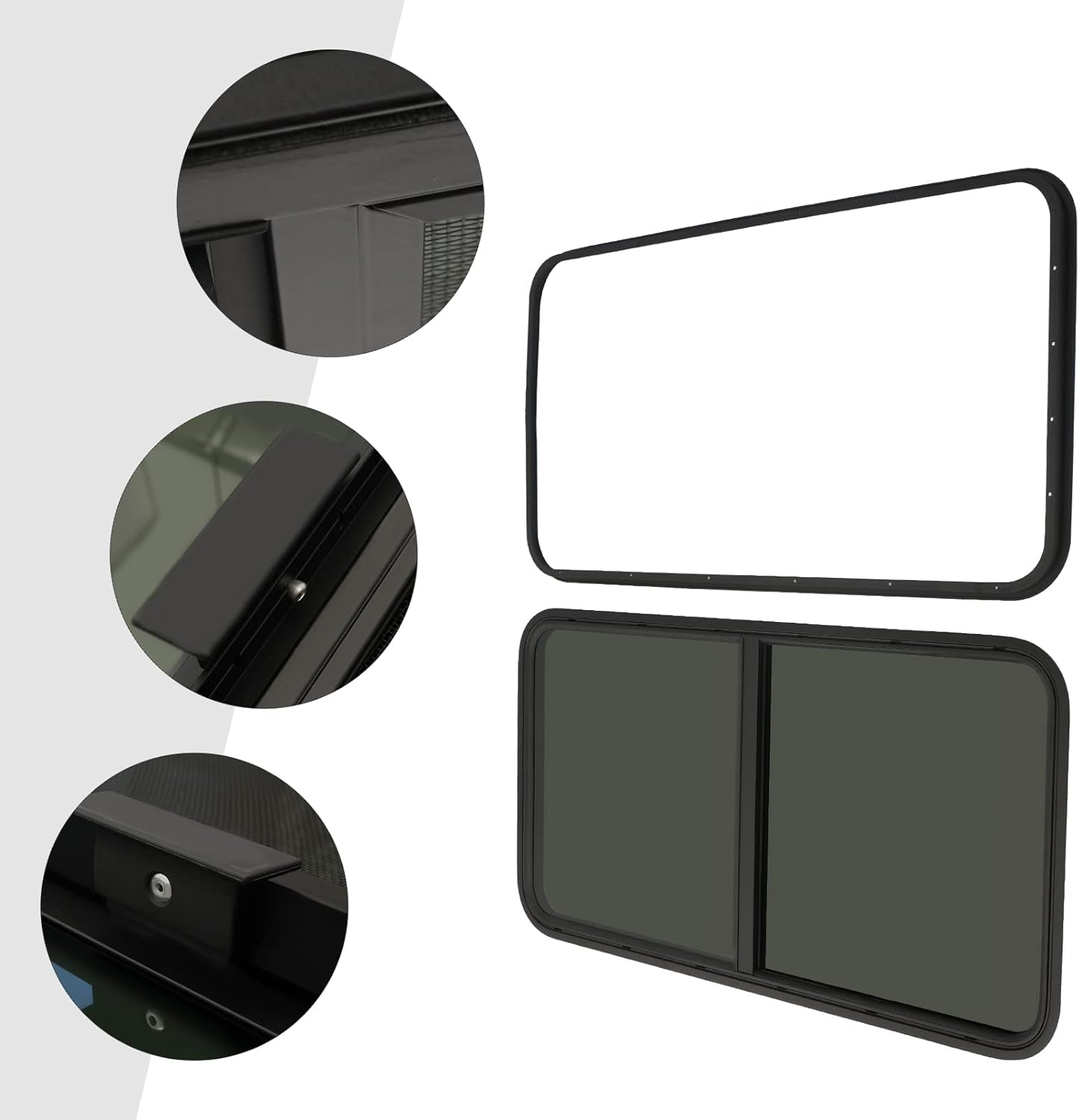 Ventana de caravana, 24 pulgadas de ancho x 20 pulgadas de alto, deslizador horizontal de lágrima, ventana universal para RV con pantalla compatible