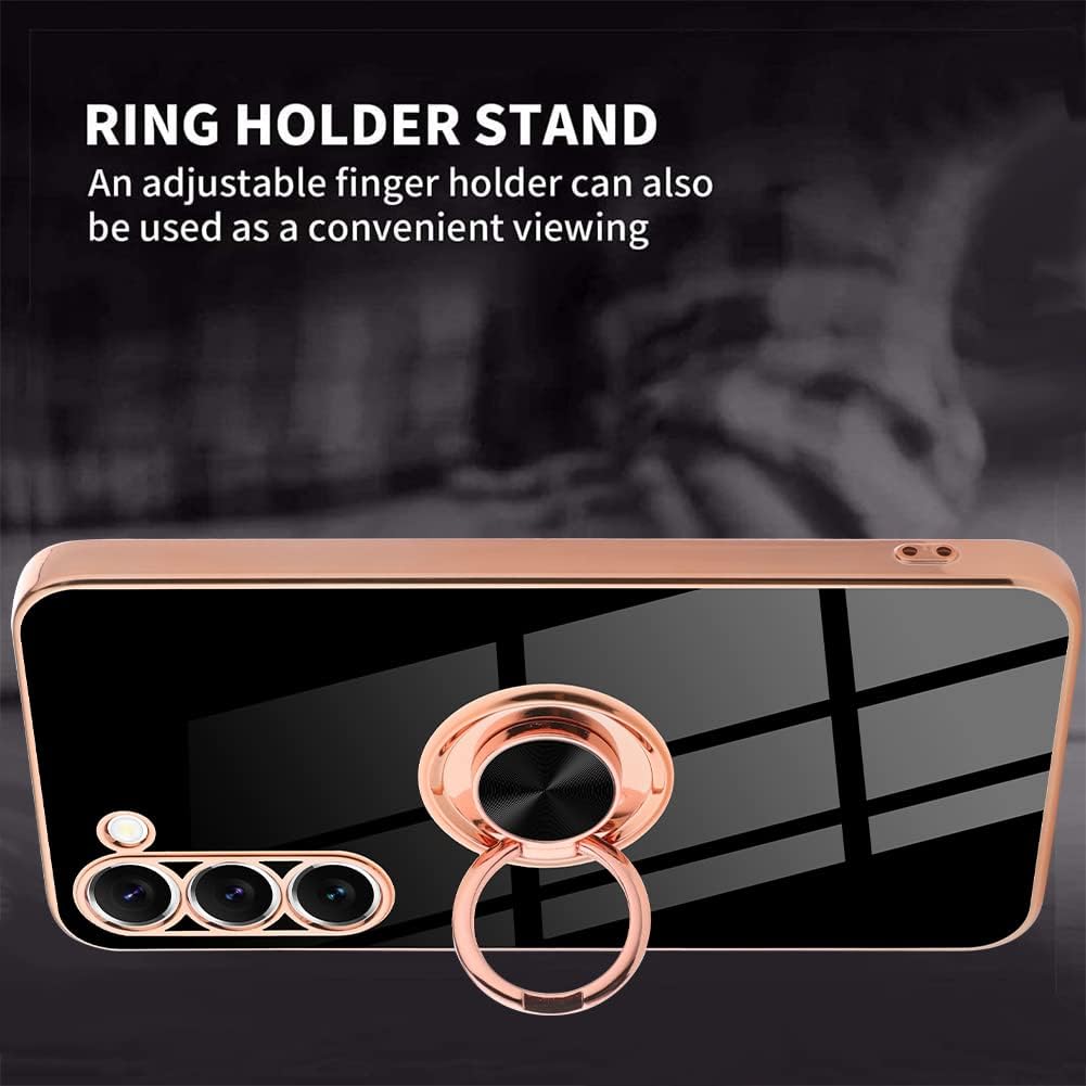 MOWIME Funda diseñada para Samsung Galaxy S23 Plus 5G, cubierta protectora delgada y flexible con soporte de anillo de teléfono incorporado con