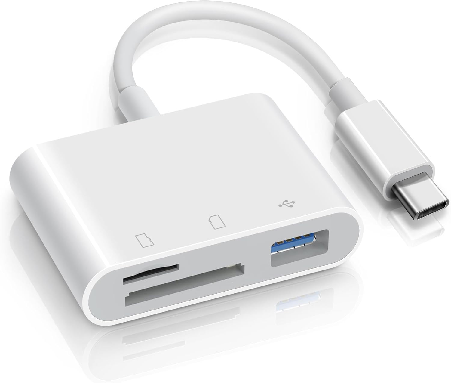 Lector de tarjetas SD USB C para iPhone 15 iPad Mac 3 en 1 Adaptador de tarjeta de cámara de memoria USB-C con ranuras dobles y puerto USB para Mac