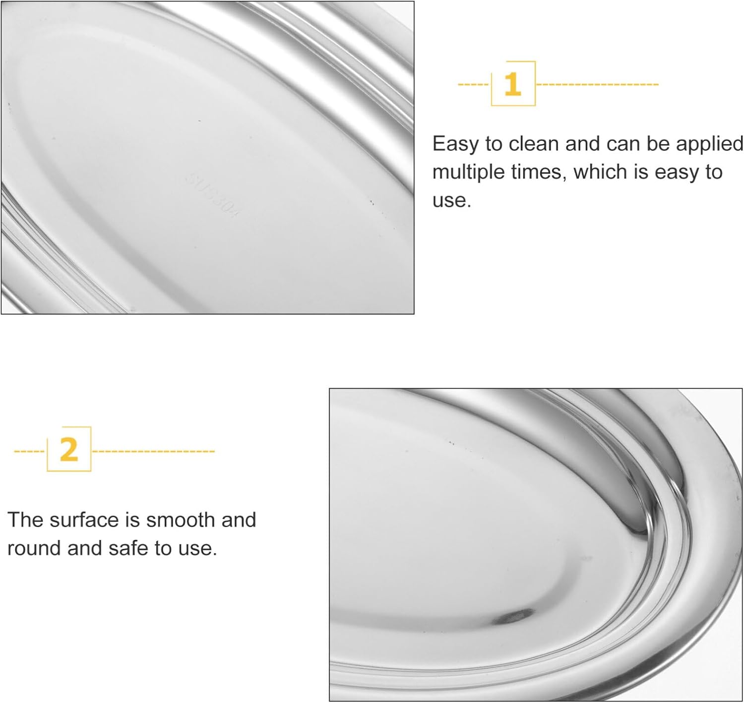Hemoton Sizzle – Plato ovalado de acero inoxidable, plato de metal para servir alimentos al vapor, postre de carne, plato de sushi, plato, plato,