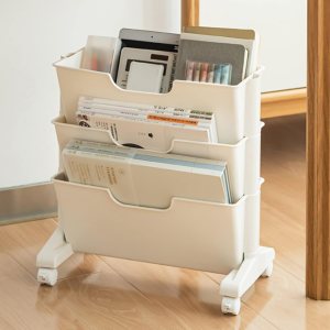 zjchao Estantería móvil, organizador de papel de oficina rodante, 3 capas, gran capacidad, universal, de plástico, estantería móvil extraíble, zjchao Estantería móvil, organizador de papel de oficina rodante, 3 capas, gran capacidad, universal, de plástico, estantería móvil extraíble,
