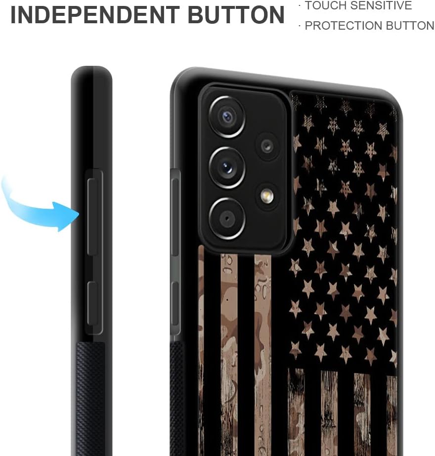 TnXee Funda compatible con Samsung Galaxy A53 5G, diseño de bandera del desierto, camuflaje, caqui, Galaxy A53 5G, funda protectora de TPU suave a