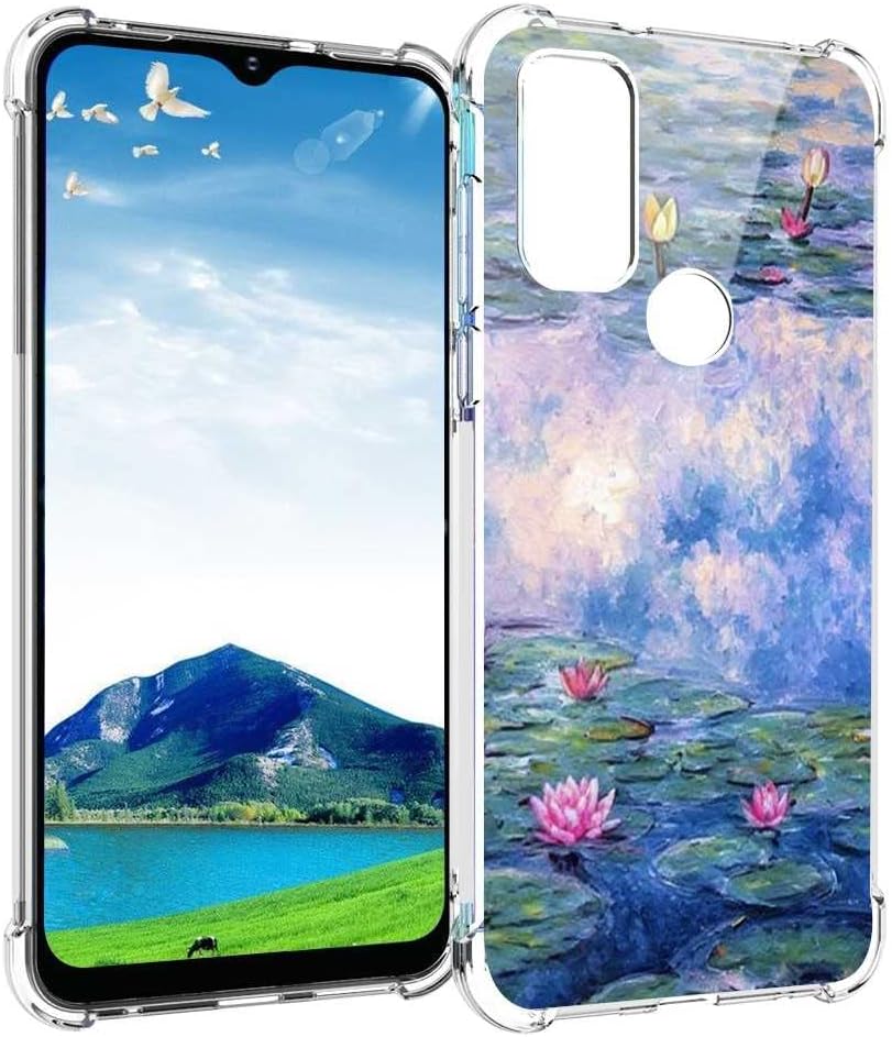 Compatible con Motorola Moto G Pure Flowers, lirios de agua, pintura al óleo vintage, arte gráfico para Moto Case Niñas Mujeres, funda transparente