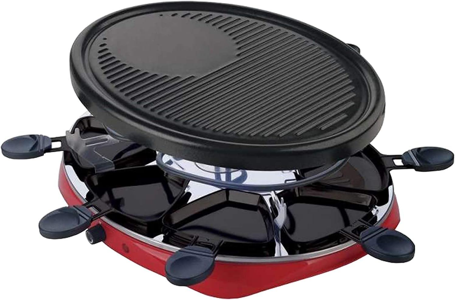 Raclette Grills – Parrilla grande fácil de limpiar, parrilla de mesa, parrilla eléctrica para barbacoa, un material antiadherente con 8 mini