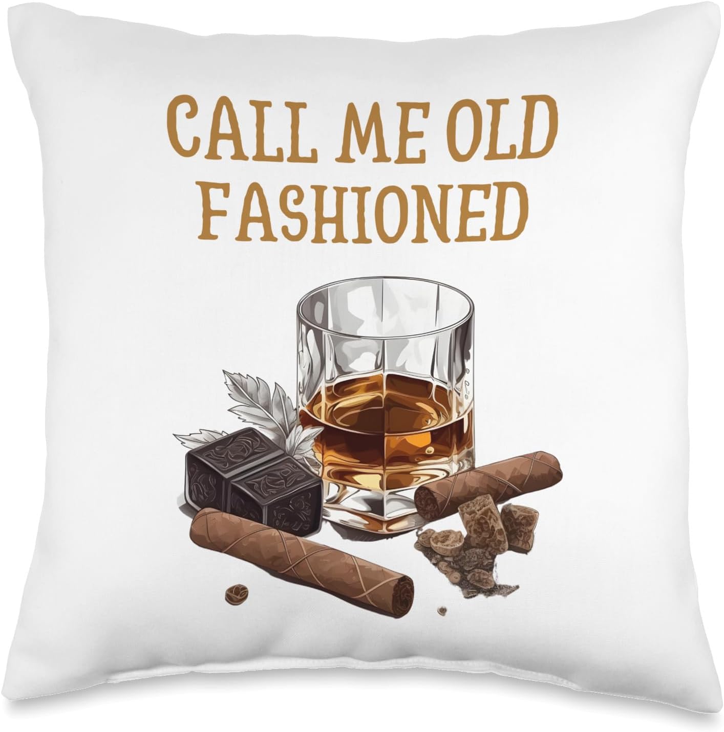 Whiskey Tees & Old Fashioned Whiskey Apparel Call Me Old Fashioned Lovers – Almohada divertida de whisky, 16 x 16 pulgadas, multicolor