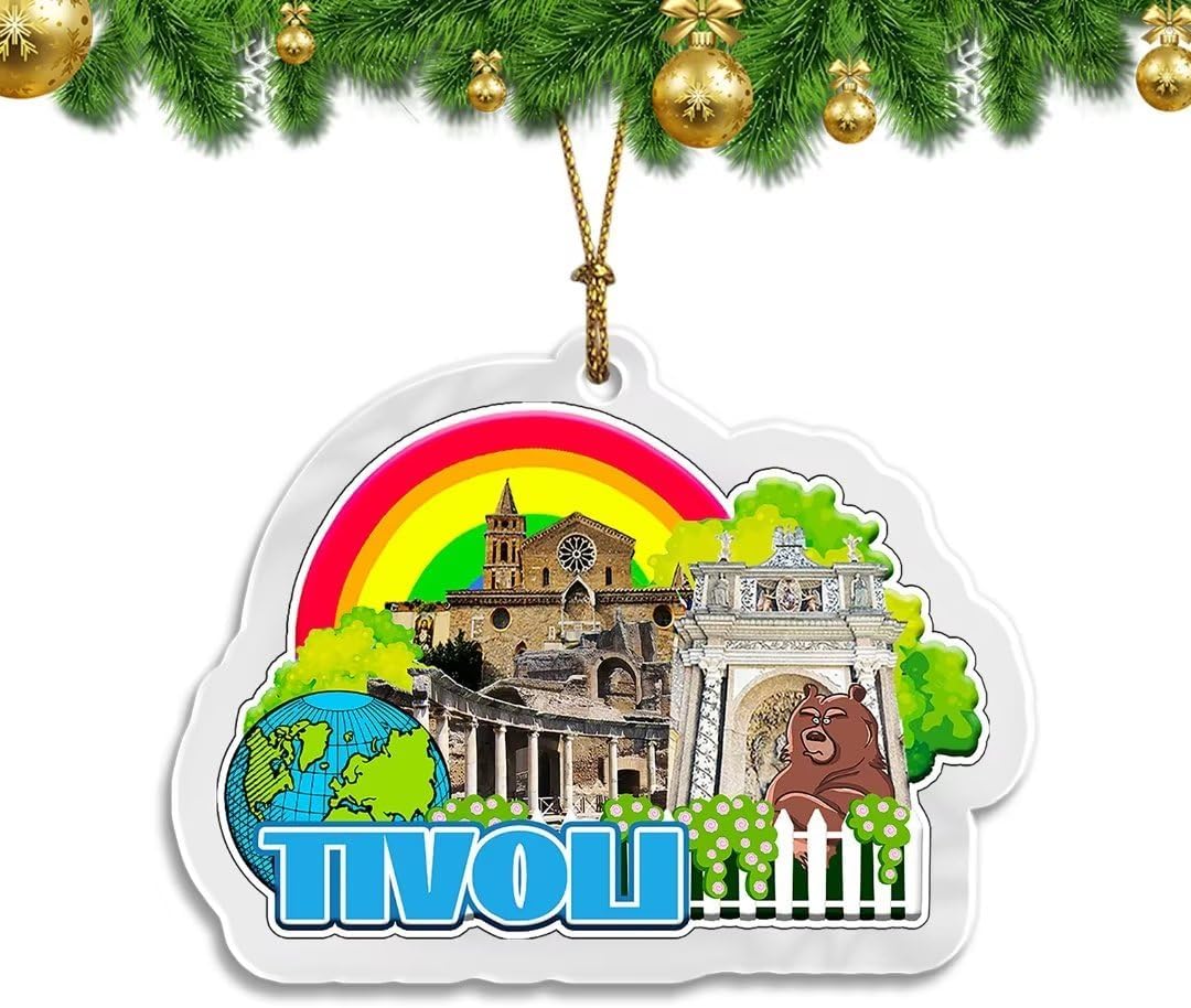 Tivoli Lazio – Adorno de Navidad de acrílico transparente de doble cara para decoración de árbol, colgante de recuerdo de viaje, colección