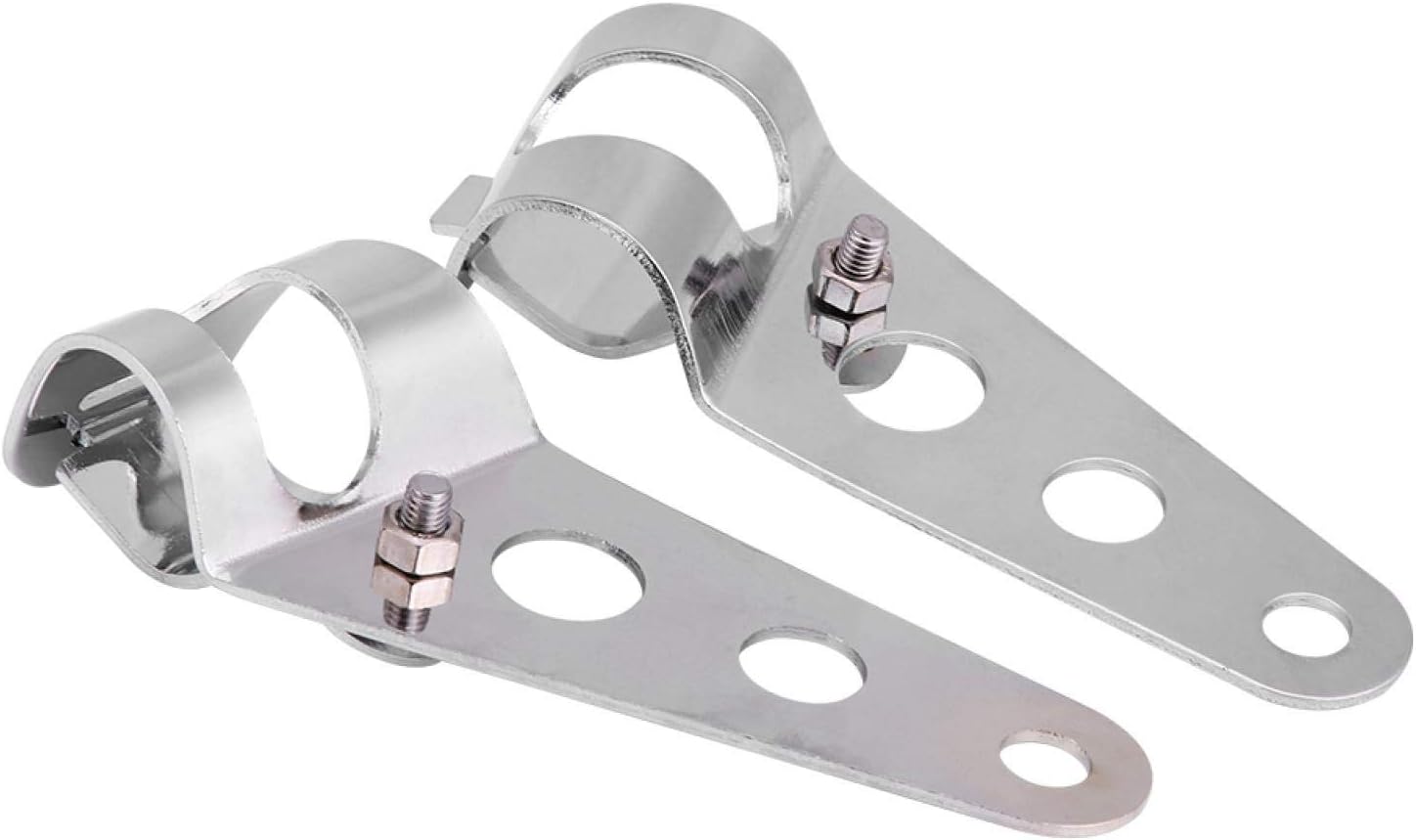 – Soporte para faros delanteros de motocicleta, 2 soportes de montaje de faros Horquilla Racer 1.102 in-1.339 in (Plata)