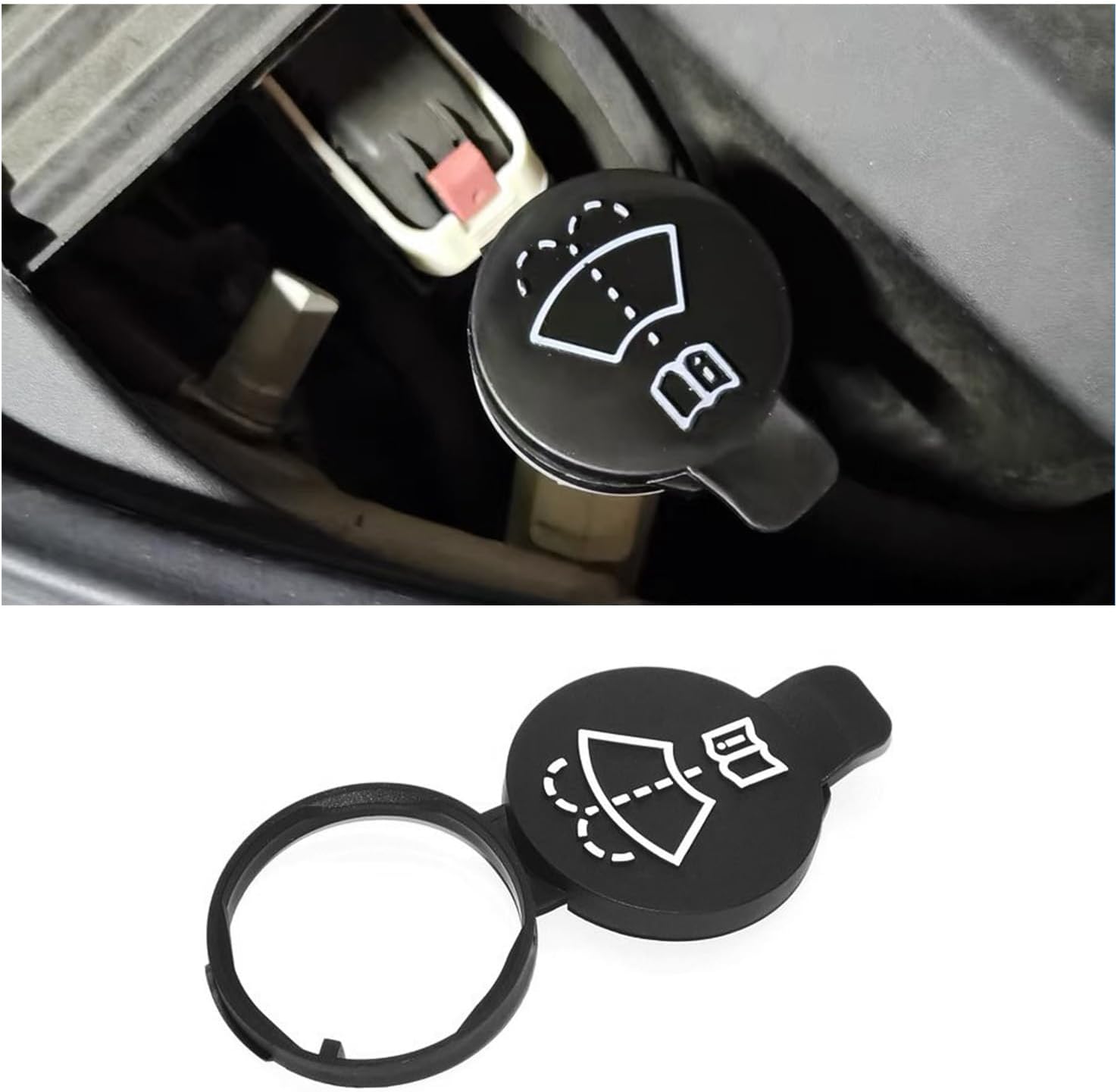 Ziciner Tapa de depósito de líquido para limpiaparabrisas de automóvil, cubierta de tapa de anillo de tanque de botella de almacenamiento de