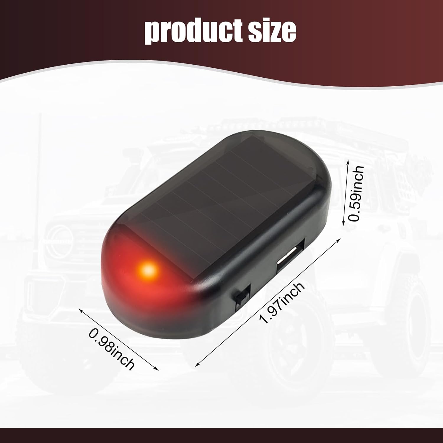 1 PC Car Simulation Warning Strobe Light, 1.96″ x 1.06″ ABS Shell Self-adhesive LED Smart Sensor Interior Sensor Light, Decorative Modification