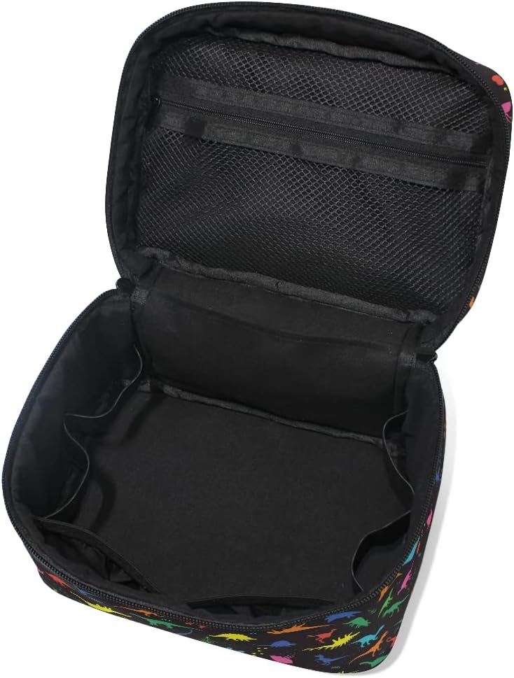 Bolsa de maquillaje, bolsa organizadora de maquillaje de viaje con estampado de leopardo rosa, neceser para niñas, mujeres y mujeres, Dinosaurio 107
