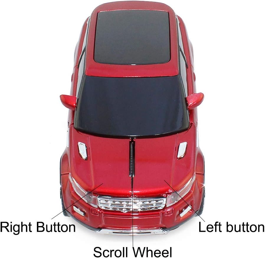 ECOiNVA Ratón inalámbrico para coche deportivo Ratón de computadora portátil de escritorio Ratones ópticos 2.4G (rojo)