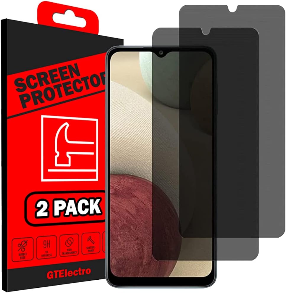Paquete de 2 Protector de pantalla de vidrio templado antiespía para Samsung Galaxy A12 (privacidad)