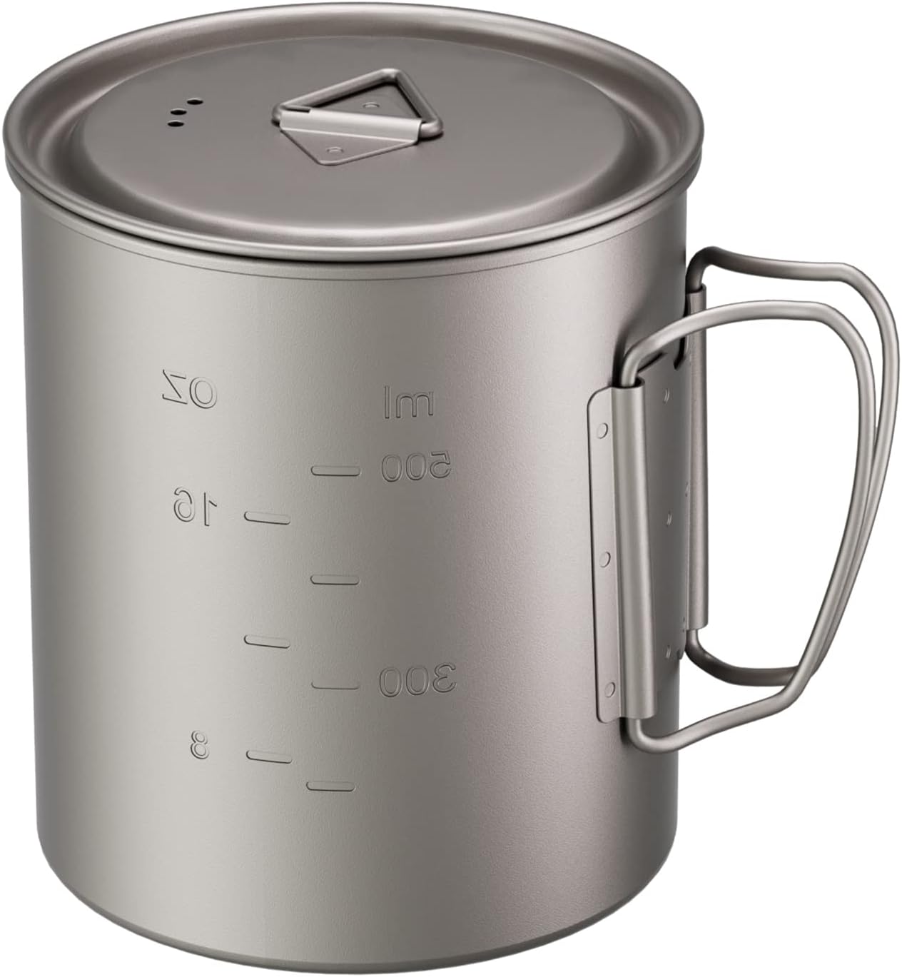 Taza de titanio de 25 oz con tapa y mango plegable, taza de café de titanio para senderismo, viajes, mochileros, fuego abierto
