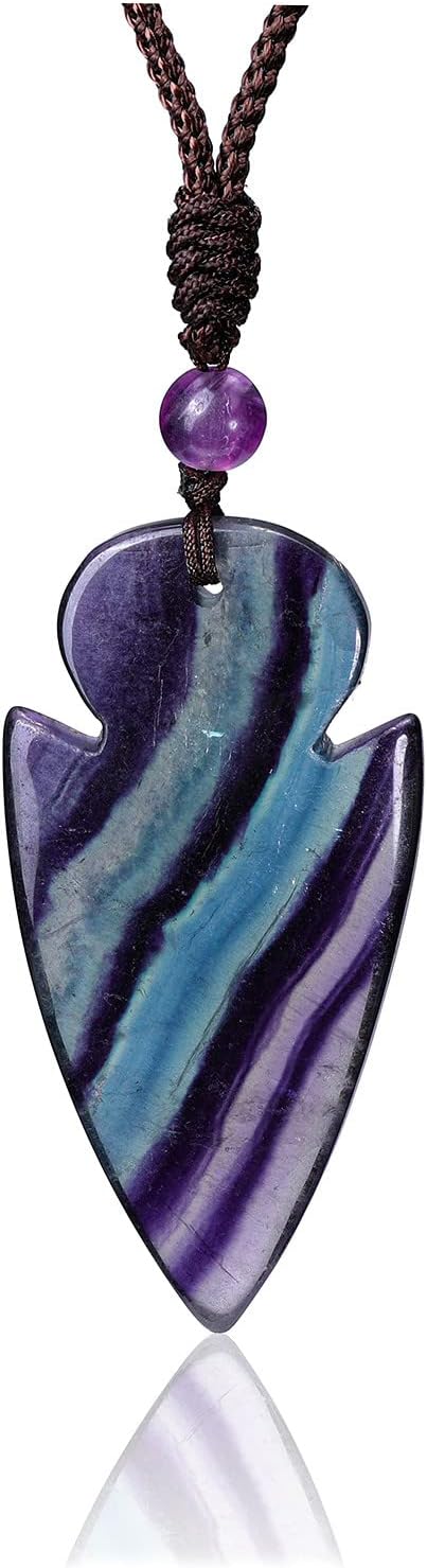 PESOENTH Collar de zorro de cristal para hombres y mujeres, con piedra curativa de fluorita, amuleto de protección de amuleto de la suerte, collar