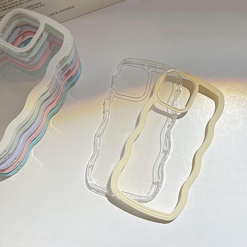 UEEBAI Funda transparente con marco ondulado para iPhone 13 Pro Max de 6.7 pulgadas, transparente, bonito marco ondulado, ajuste delgado, a prueba