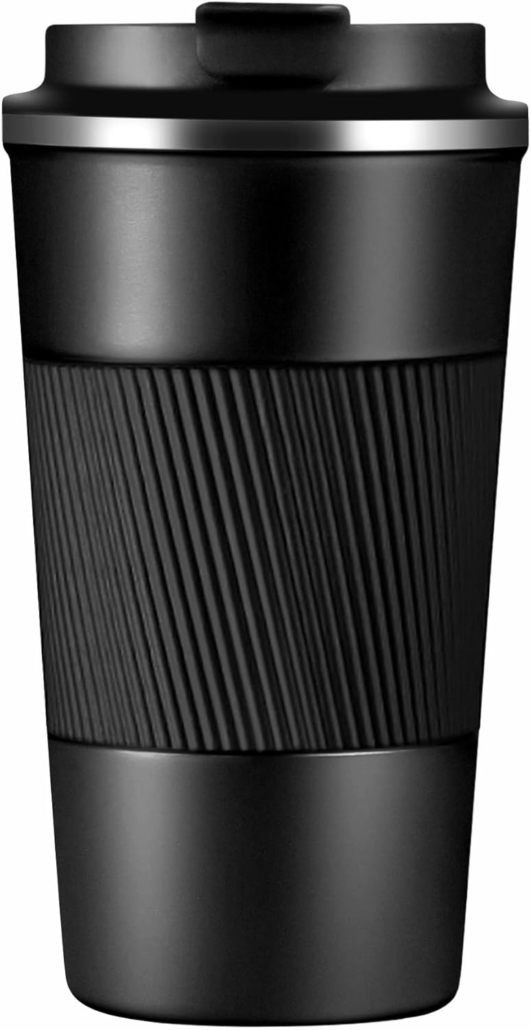 Taza de viaje para café, 14 onzas, doble pared aislada al vacío, taza de café aislada a prueba de fugas, para café y té de agua caliente y fría, en