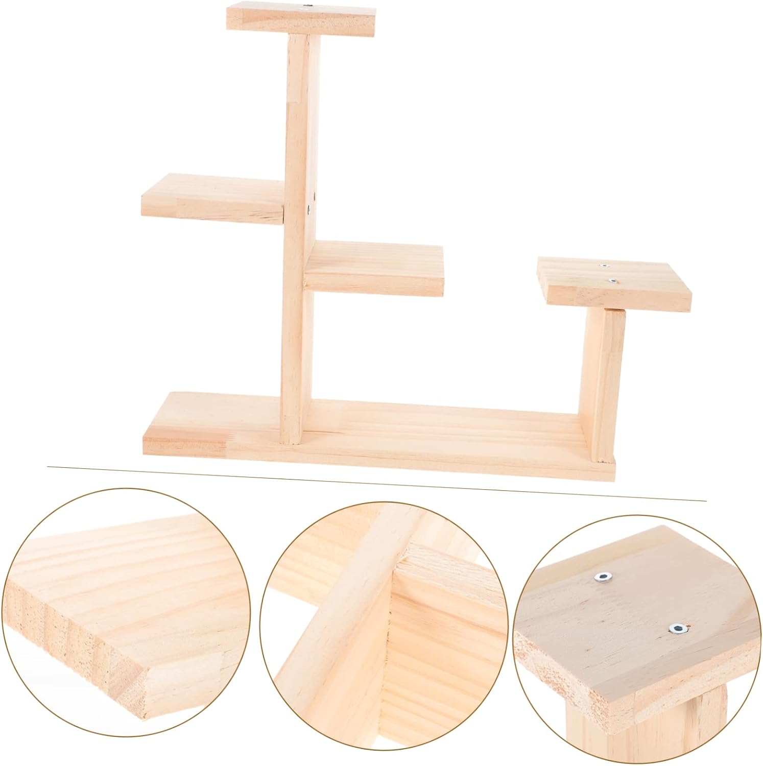 Yardwe Soporte de madera para tartas, soporte para plantas de madera, soporte de exhibición de madera para plantas, bandeja redonda de madera para