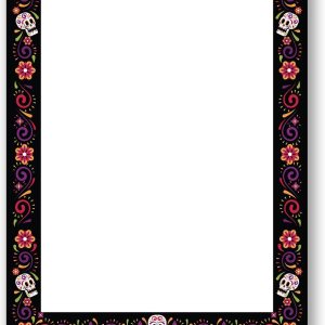 Calaveras y flores papelería – 50 hojas membrete para Halloween y eventos de otoño Calaveras y flores papelería – 50 hojas membrete para Halloween y eventos de otoño