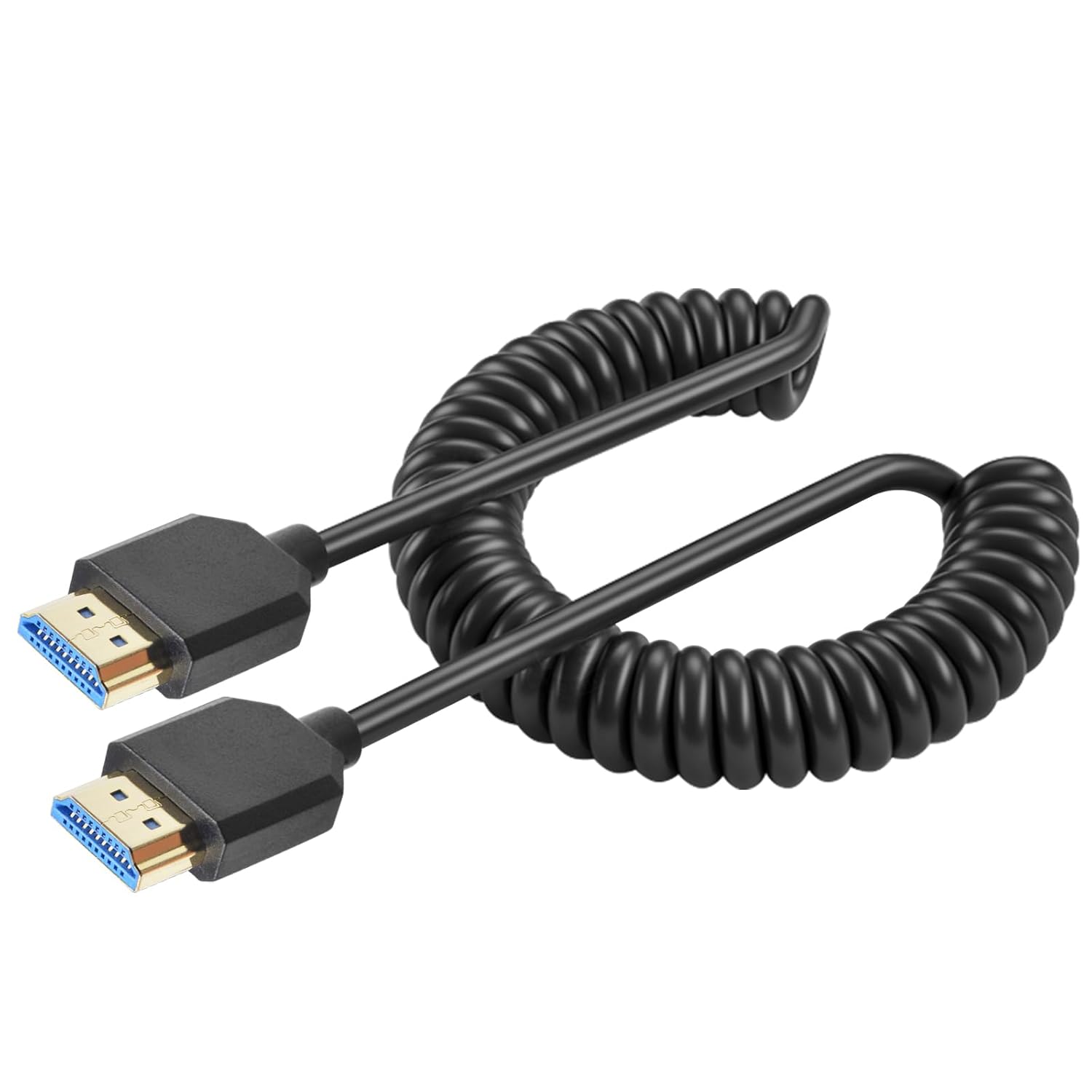 Duttek 8K HDMI a HDMI en espiral de 6 pies5.9 ft, cable en espiral HDMI 2.1 de 48 Gbps, cable HDMI extremo delgado macho a macho soporta 8K 60Hz, 4K