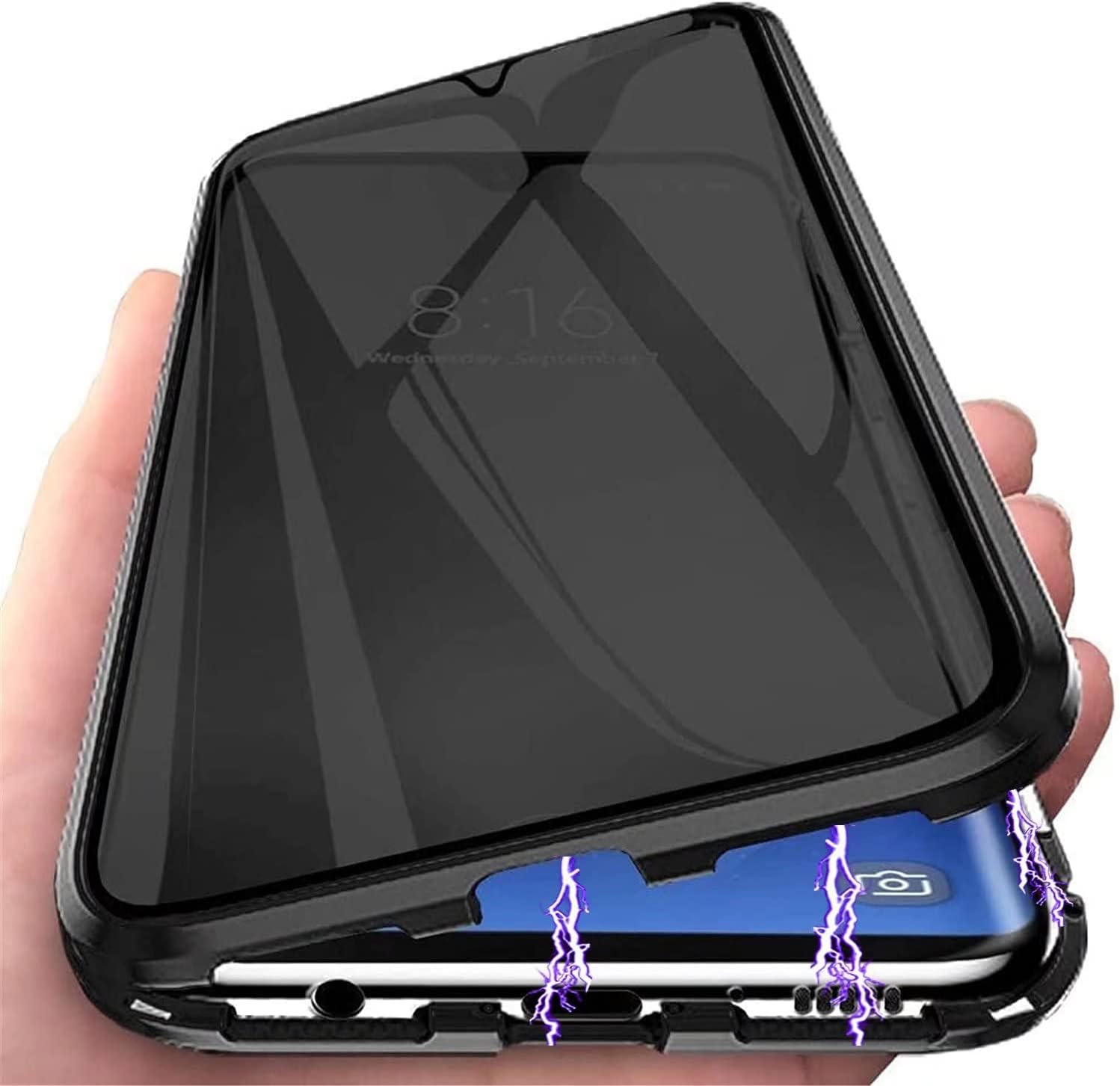 Funda magnética de privacidad para Samsung Galaxy S20 Ultra, funda de vidrio templado antiespías, frontal y trasera, vidrio templado 9H, protector