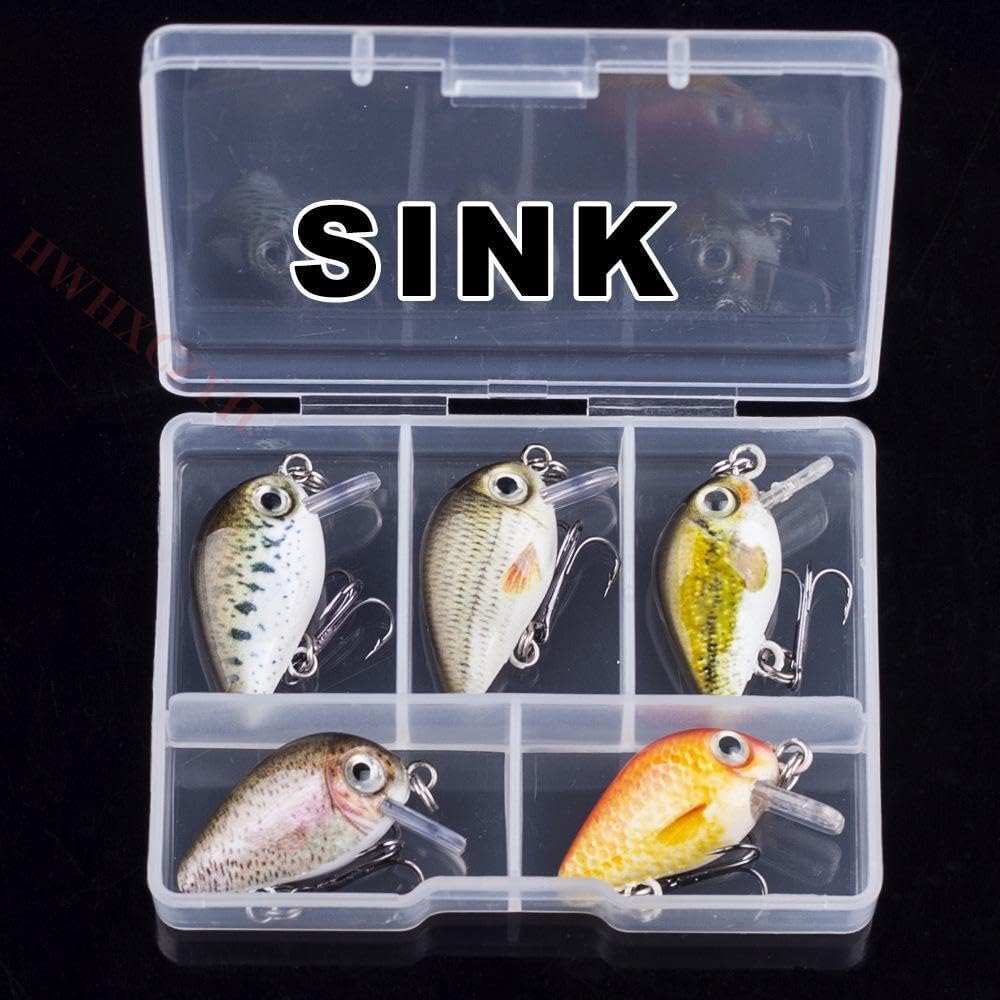 Crank Baits Mini Señuelos de Pesca Kits de Buceo Profundo Flotante Swimbait Duro Señuelo para Bajos, Trucha Lucio de Agua Dulce y Salada