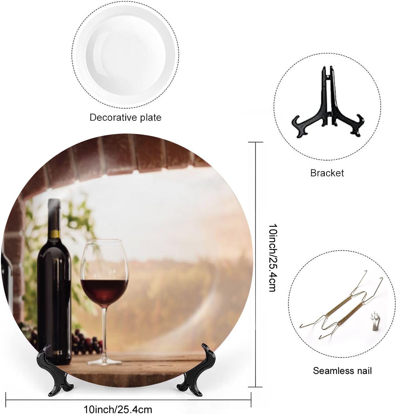 Placa de cerámica para colgar en la pared, decoración de cata de vino tinto, pintura de bodega, placa decorativa de porcelana para sala de estar,