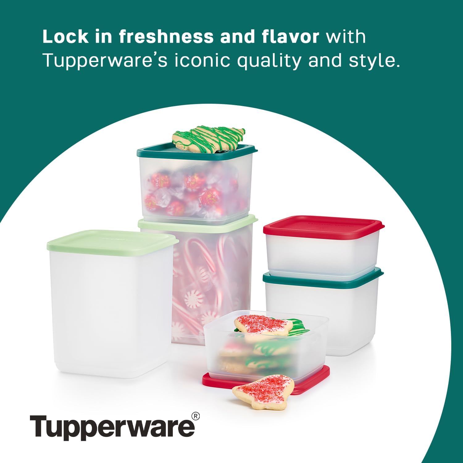 Tupperware Juego de almacenamiento cuadrado apilable, apto para lavavajillas y sin bisfenol A (BPA), (6 recipientes transparentes + 6 tapas de