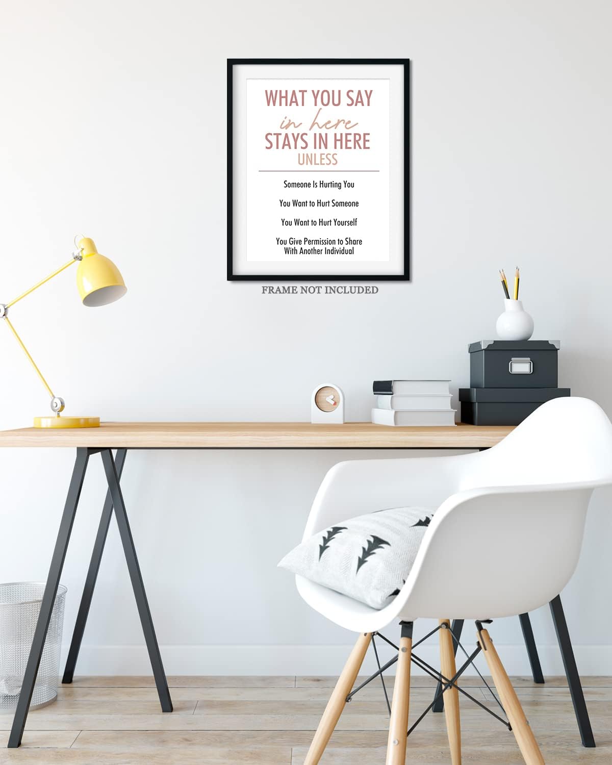 Govivo What You Say In Here Stays In Here – Decoración de pared para oficina de terapia – Decoración de pared de atención plena – Oficina de
