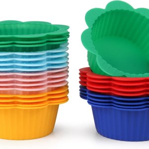Zoofen 24 forros de silicona reutilizables para magdalenas, moldes para cupcakes para bodas, cumpleaños, fiestas (forma de flor D) Zoofen 24 forros de silicona reutilizables para magdalenas, moldes para cupcakes para bodas, cumpleaños, fiestas (forma de flor D)