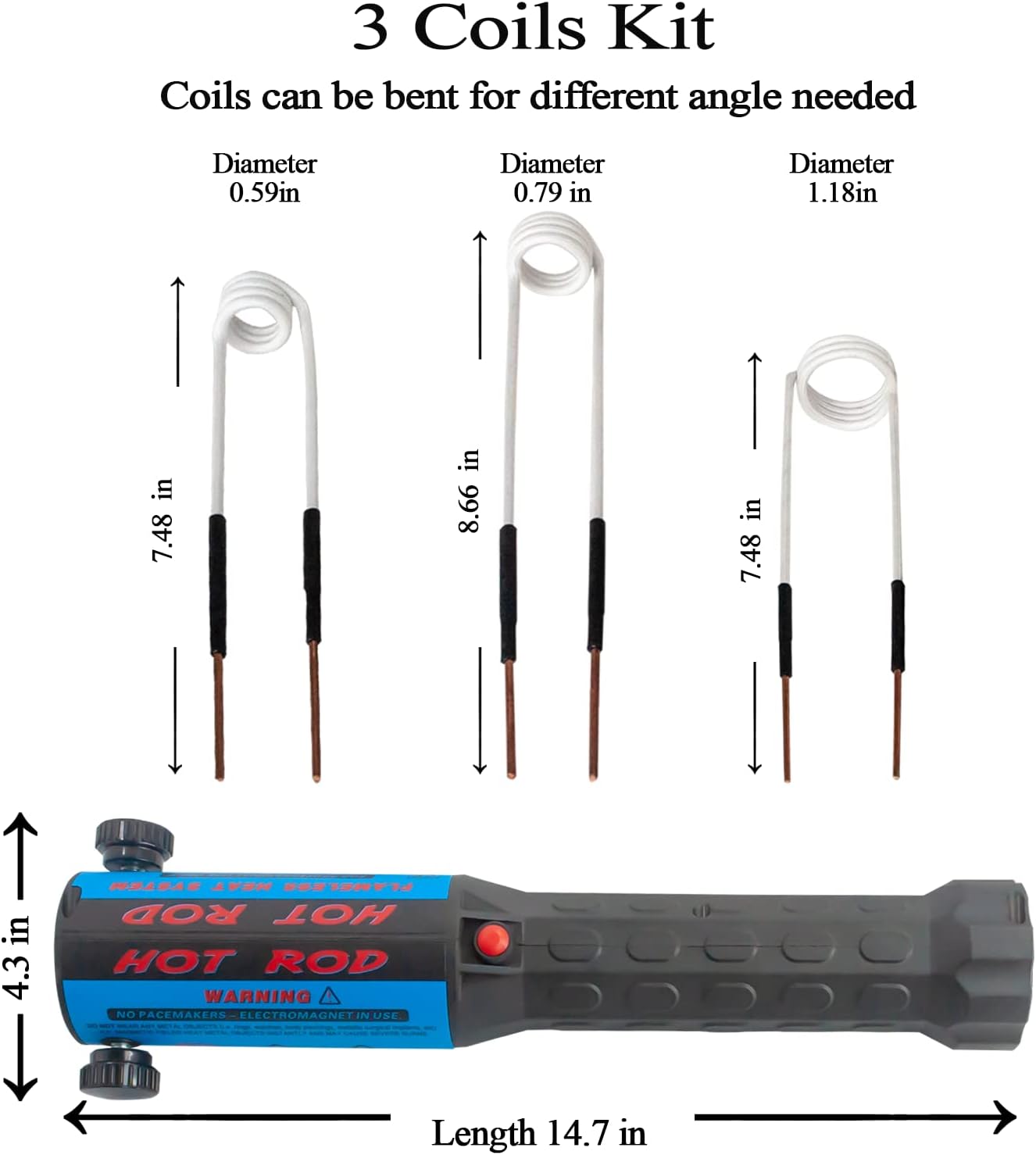 Pakowin Kit de calentador de inducción magnética, herramienta de inducción de calor sin llama de 1200 W 110 V con 3 bobinas, herramienta de