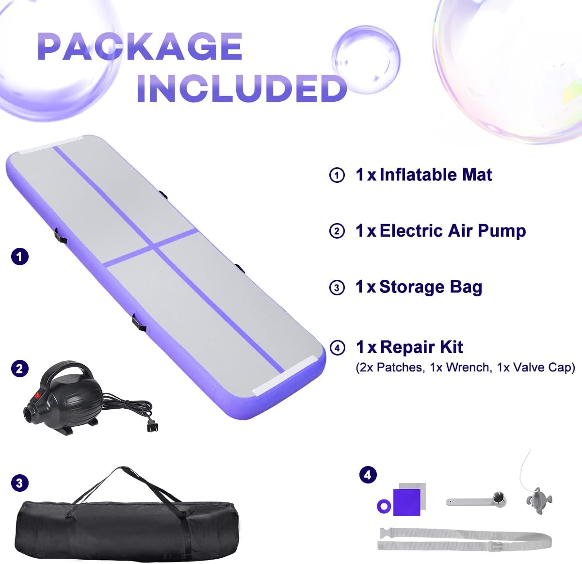Inflatable Gymnastics Air Tumbling Track Mat 10ft 13ft 16ft 20ft, Air Tumble Track Mat with Electric Air Pump for Home Use Training Cheerleader Yoga